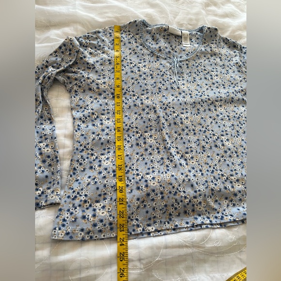 Liz Claiborne XL Light Blue Long Sleeve Floral Print Top - Picture 7 of 12